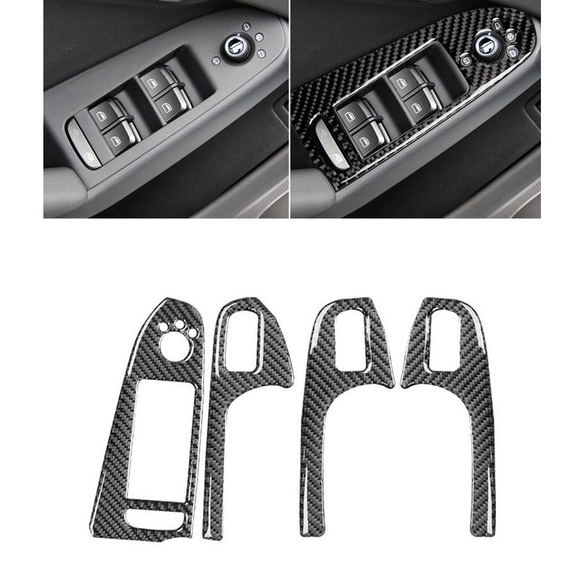 

For Audi A4 B8 A5 Q5 Door Window Lift Panel Button Frame Trim Sticker Carbon Fiber 2008 2009 2010 2011 2012 2013 2014 2015 2016