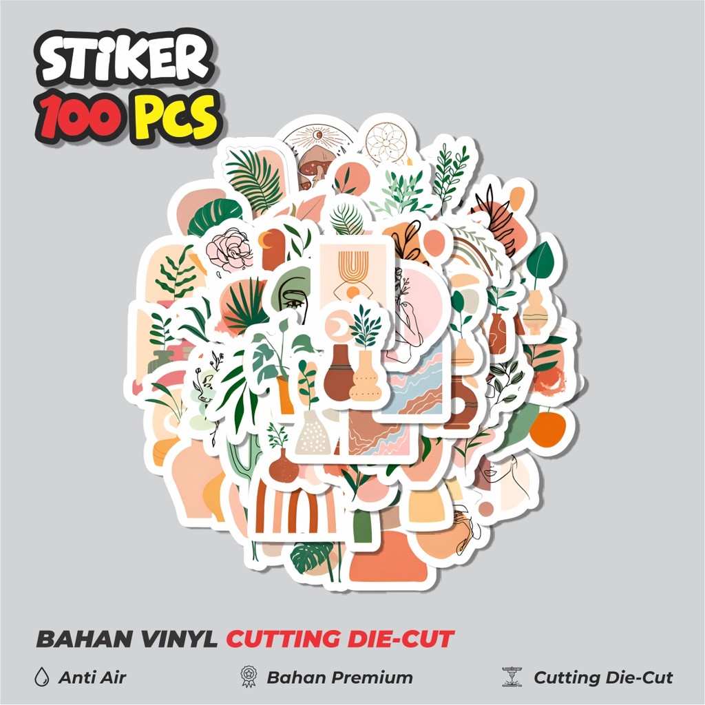 

Terbaru! 50 pcs Stiker Seni Abstract Bohemian Dekorasi Lucu Kreatif untuk Notebook, Skateboard, HP