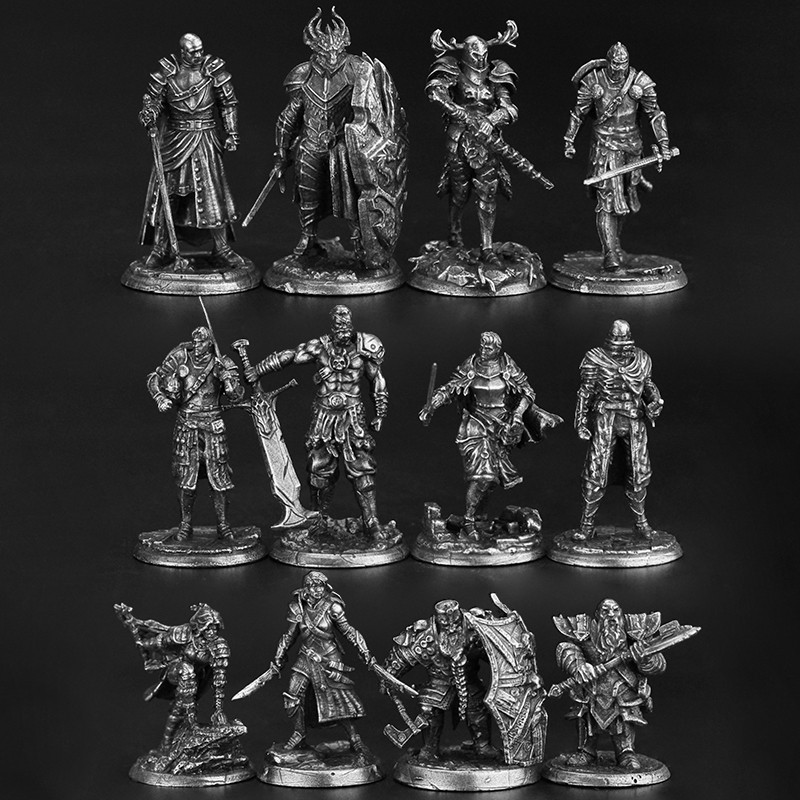 

Dungeons Dragons Soldier Model White Copper Metal Miniature Decoration Craft Copper Sculpture Desk Game Aaccessories