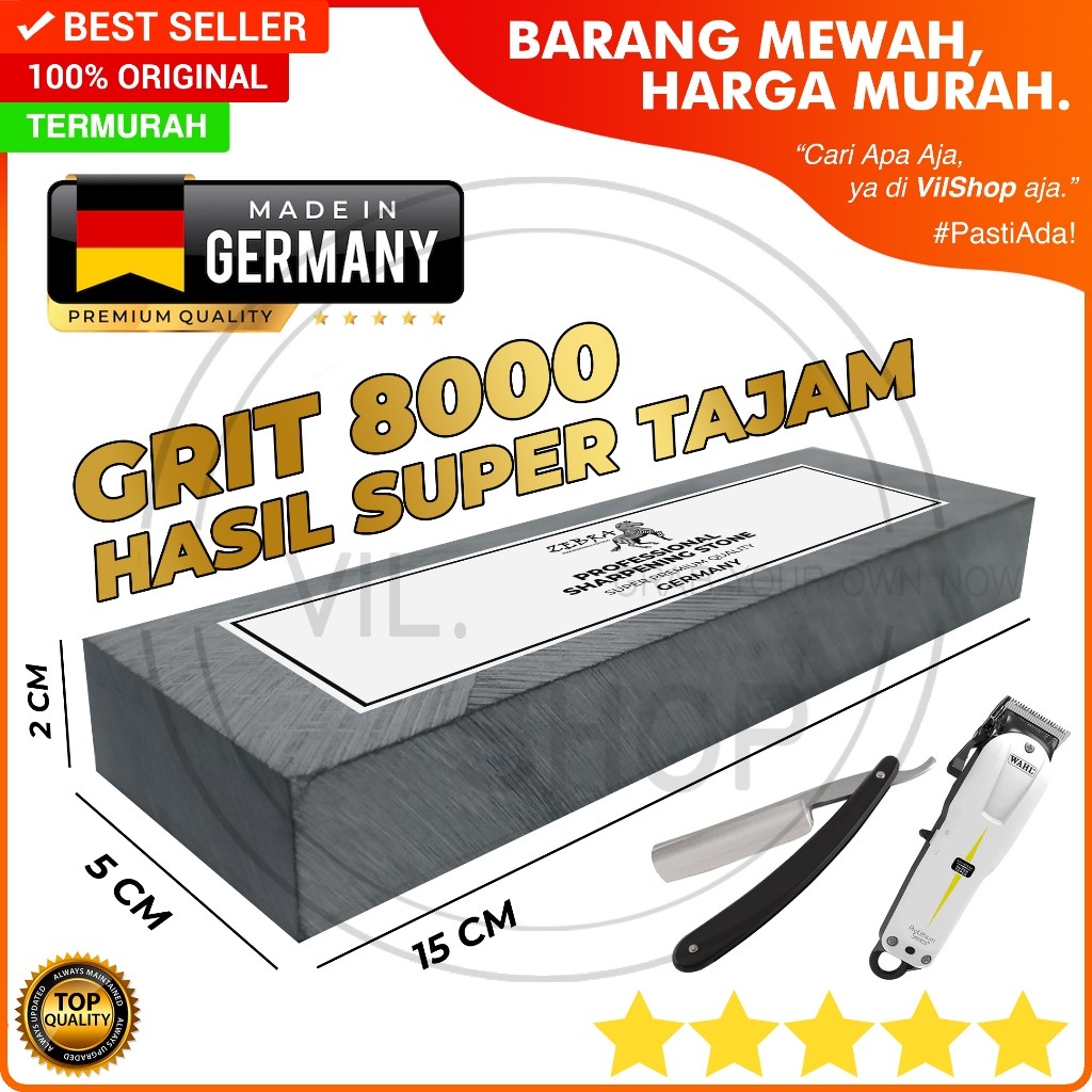 TERBARU BATU ASAH HALUS GRIT 8000 JERMAN ZEBRA ASLI BAGUS UNTUK PISAU CUKUR MESIN CUKUR 15 CM 6" BAT