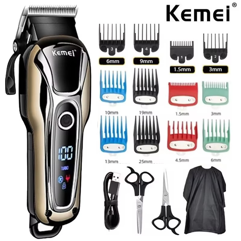Kemei 1990 new hair clipper professional hair clipper men's hair clipper electric trimmer LCD splay 