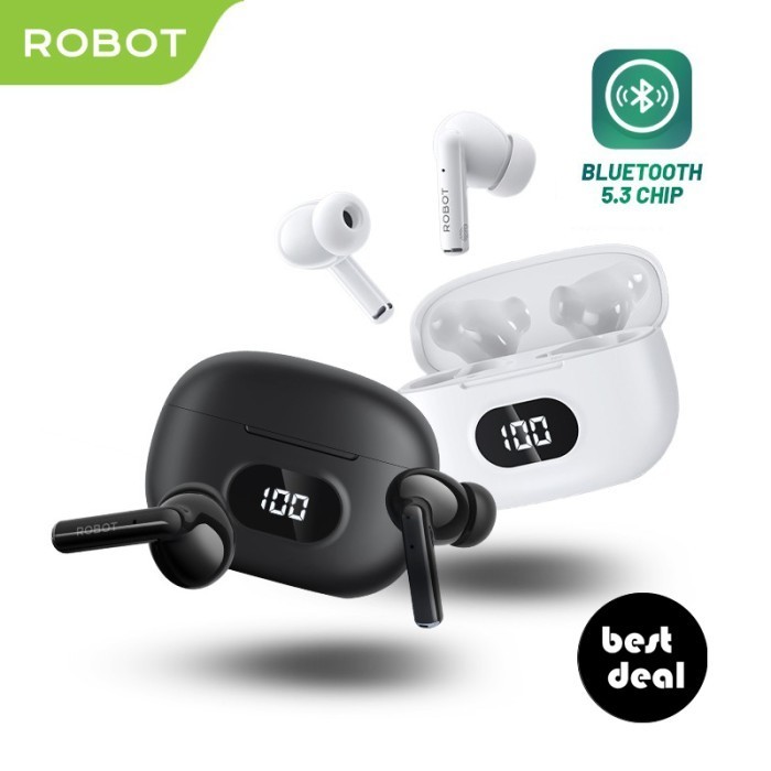 Robot Aiuds T70 LED Wireless Eahone Bluetooth TWS - new T50 T80 - Hitam