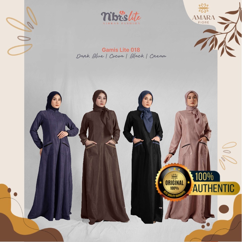 Gamis Polos Wanita Dewasa Slimfit Nibras Lite 018 Original | Dress Polos Simple Slimfit