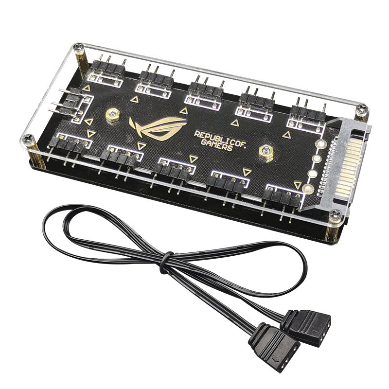 10-port RGB Fan Hub PC Desktop SATA Power Supply 5V 3PIN ARGB Expansion Distributor Easy To Install 