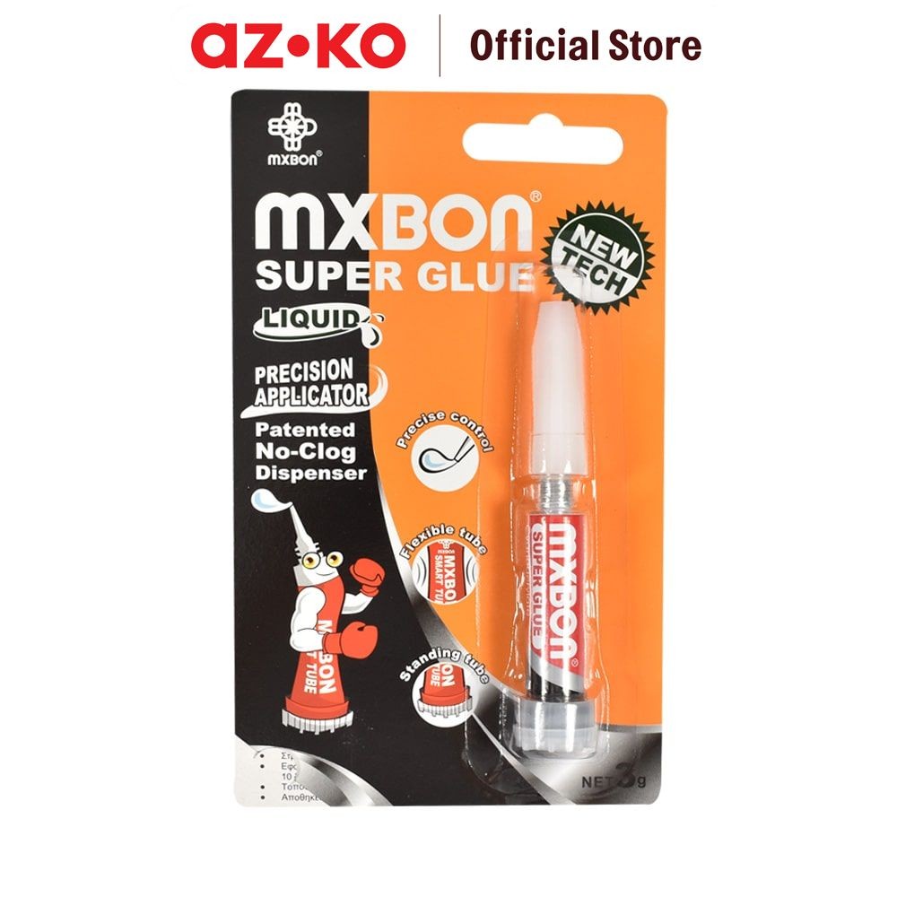 AZKO Mxbon 3 ml Lem Super Smart Tube Cair Lem Cair Serbaguna Lem Cair Presisi Lem Super Kuat