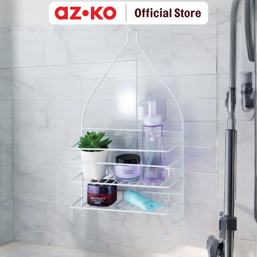 AZKO Stora Rak Dinding Kamar Mandi Ea-271018 - Putih Shower Wall Shelf Organizer Tempat Sampo Sabun 
