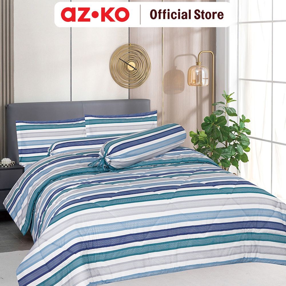 AZKO Sleeplite Set Seprai Microfiber Stripe Atlas Sprei Seprai Aesthetic Seprei Sheet Set Bed Sheet 