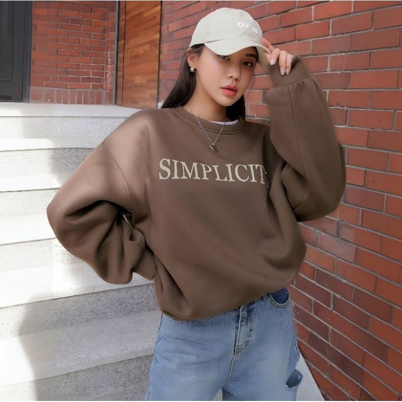 Sweater Korean SIMPLICITE Big Size (S - 6XL) Crewneck Oversize Simple Simpel SIMPLICITY S M L XL XXL