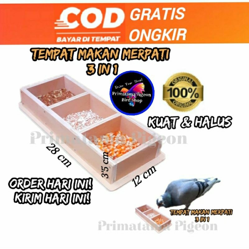 Tempat Makan Merpati 3 in 1 Tempat Makan Burung Merpati 3 skat Wadah Pakan Merpati Wadah Pakan Burun