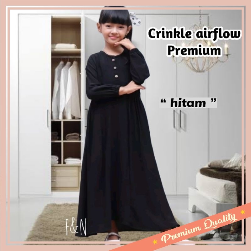 Gamis Anak Perempuan Cantik Murah Bahan Tebal bagus / Baju Gamis Anak Perempuan Terbaru Hitam Polos 