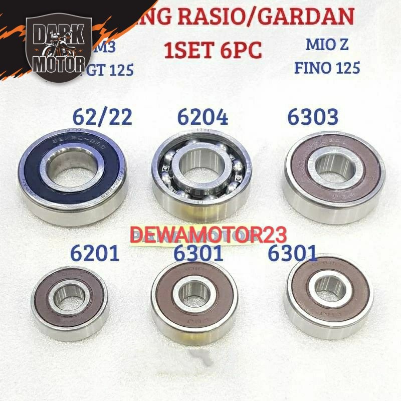 BEARING LAHER RASIO GARDAN 1 SET MIO M3 125 MIO SOUL GT 125 FINO F1 125 EXRIDE  FI 125 HIGH