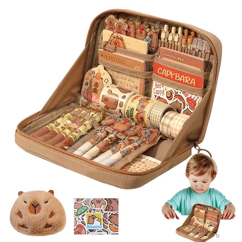 

Capybara Pencil Case Pen Pouch Capybara With Pen Slots Grids Large Stationery Organizer Open Wide Compartment Pen Bo'x For