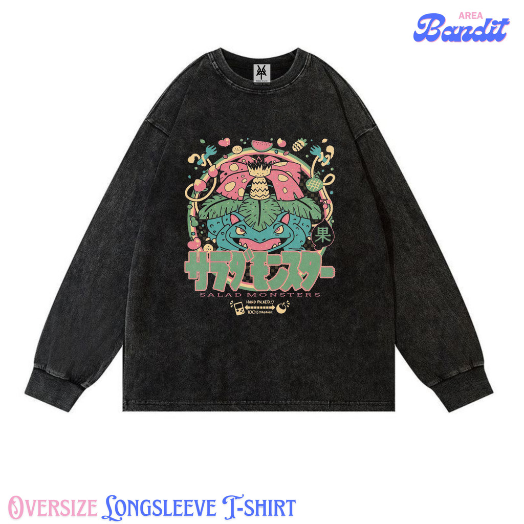 Bandit Area "pokemon bulbasaur #1" Oversize Longsleeve T-shirt Vintage tee