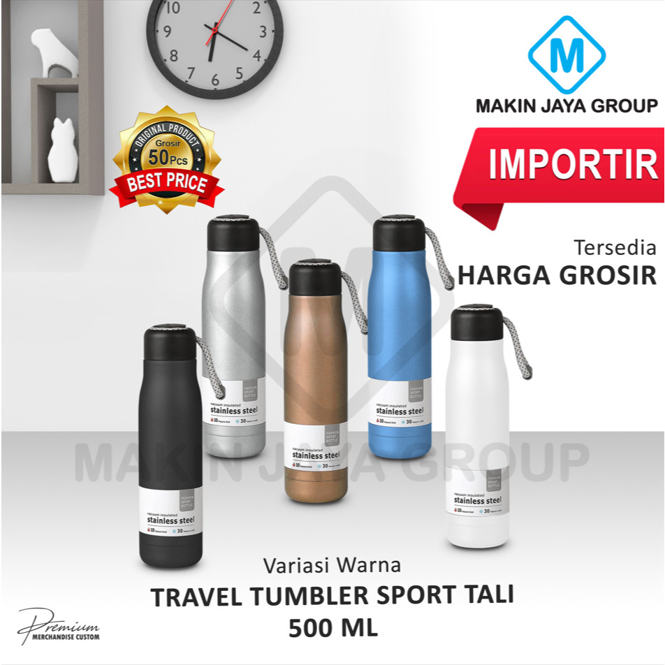 JKT Tumbler Termos Sport Tali Stainless Steel Double Wall 500ml tumbler sport tali botol air minum m