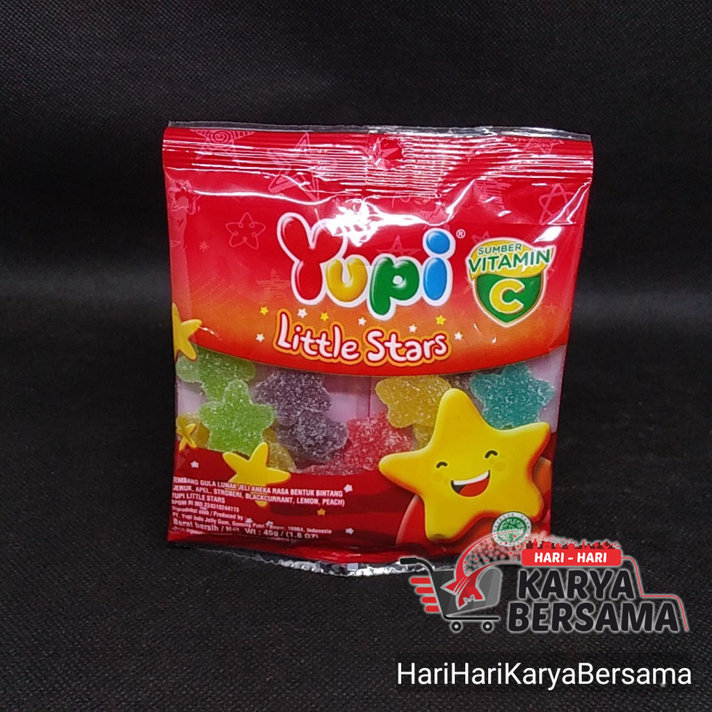 

MAKANAN RINGAN PERMEN GUMMY YUPI LITTLE STARS 45GR