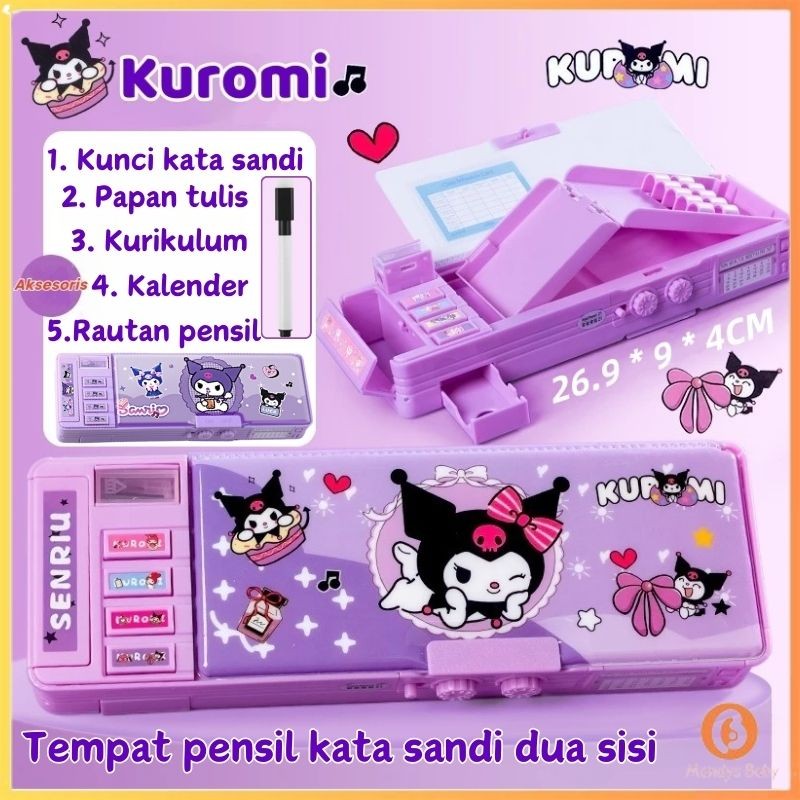 

[Penjual Lokal] 9-in-1 Baru Kuromi Kotak Alat Tulis Multifungsi Kunci Kode Perempuan Pensil Sanrio Dua Sisi Bernilai Tinggi Kapasitas Besar