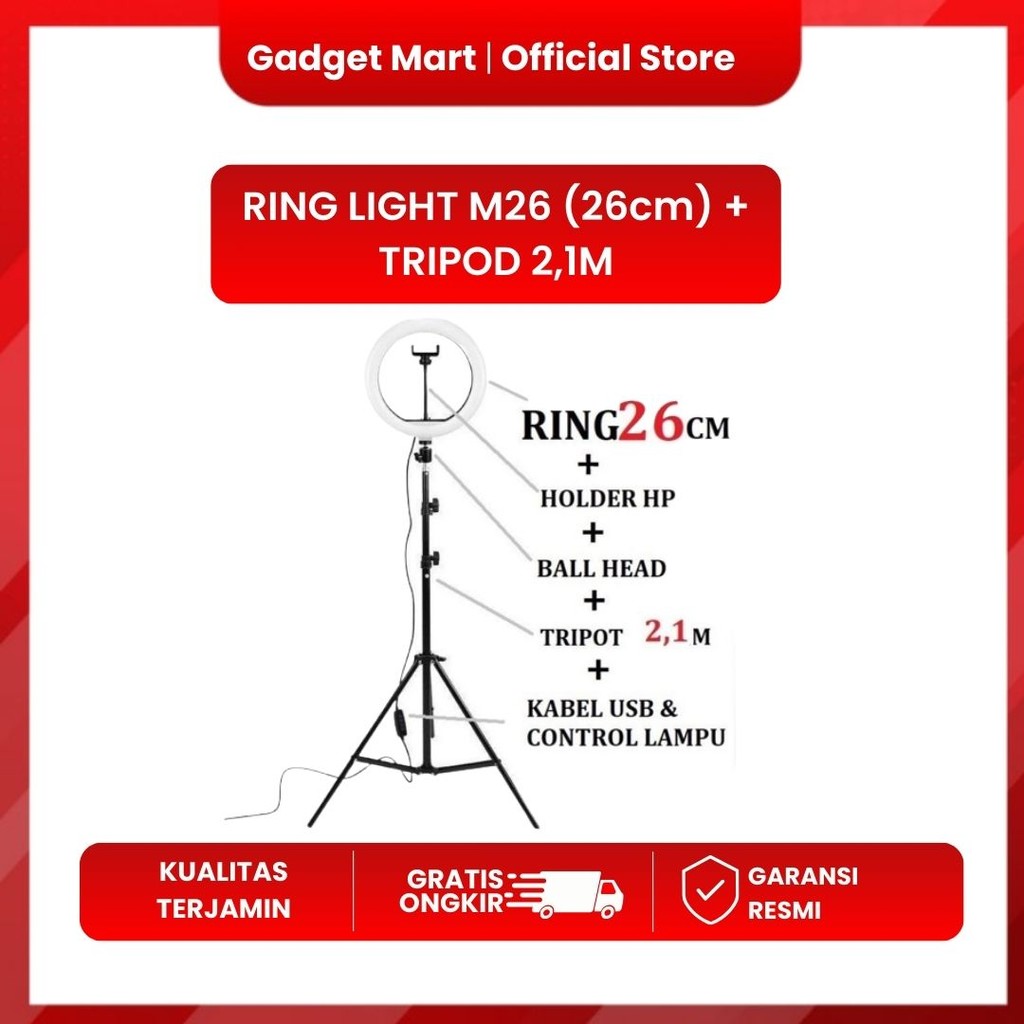 RING LIGHT M26 (26cm) + TRIPOD 2,1M