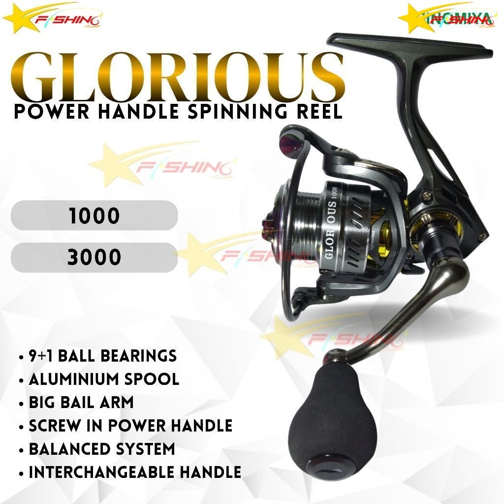 SF Reel Pancing HINOMIYA Glorious 1000 3000 9+1BB Ball Bearing Mancing UL Kolam Spining Power Handle