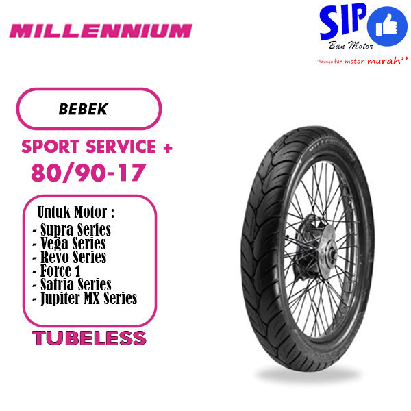 Ban Motor Bebek Sport Millennium Service+ 80/90-17 Tubeless Untuk Motor Vega Supra