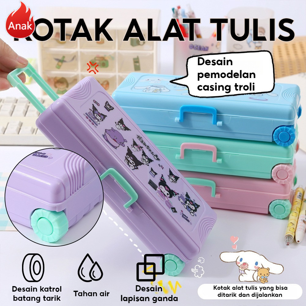 

Sanrio Seri Anime Kartun Pensil Kasus Troli Kotak Alat Tulis Large Capacity Kotak Pensil School Supplies Anak-Anak