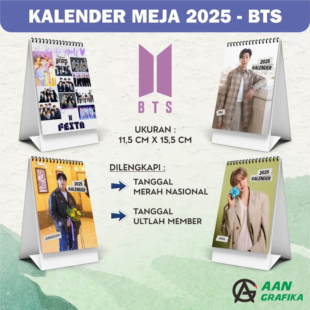 

KALENDER MEJA 2025 - KPOP BTS Member - Kalender Murah