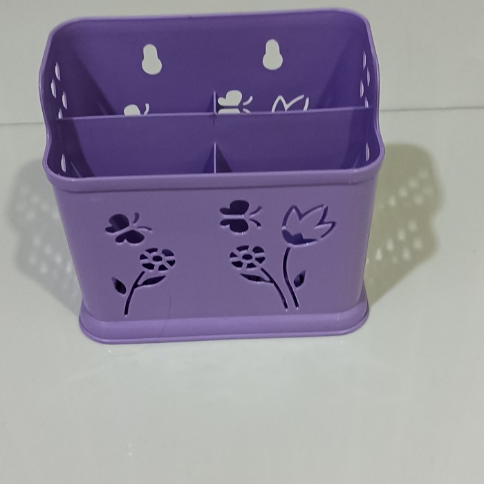 ACEH.NSA 119397 Tempat Sendok Sekat 4 Meja/Gantung Plastik - Ungu