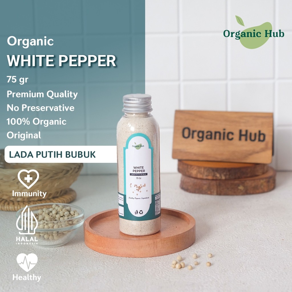 

Organic Hub Lada Bubuk Putih Premium Quality Rempah Bumbu Masak Dapur White Pepper Powder 75gr