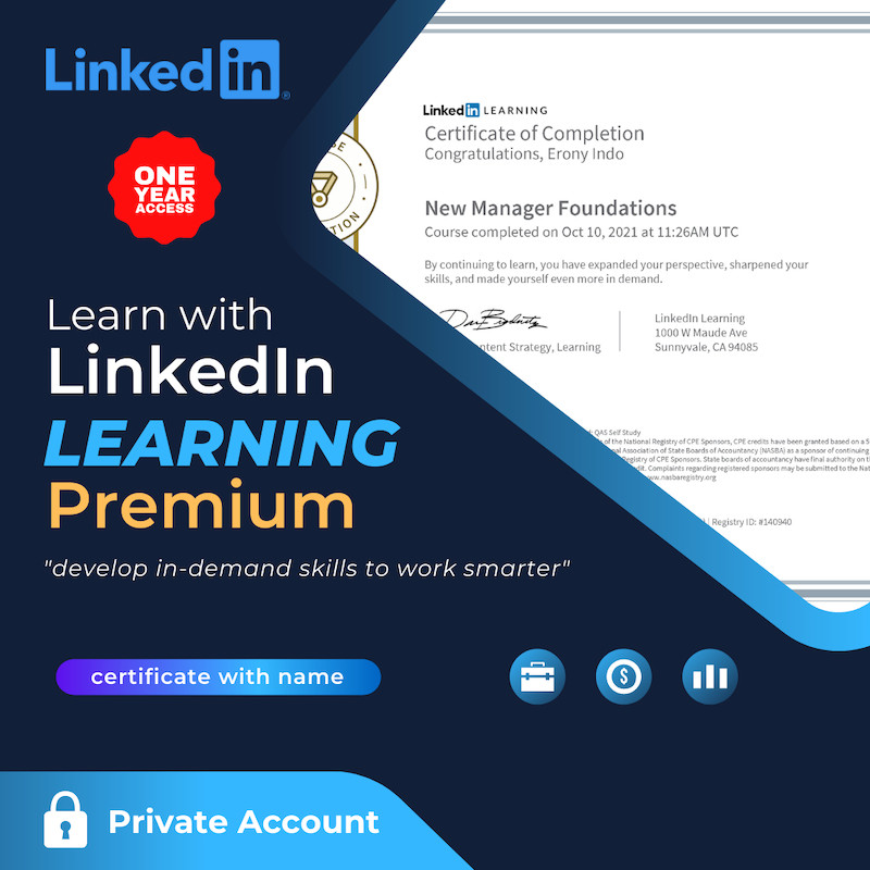 Original Linkedin Learning Premium Sertifikat Pribadi