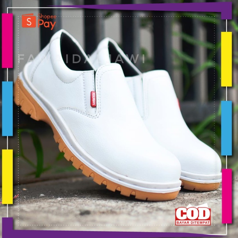 [PREMIUM ORIGINAL] Sepatu Safety Putih King Shoes Skn Sepatu Kulit Sapi Asli Berkualitas Murah Kitch