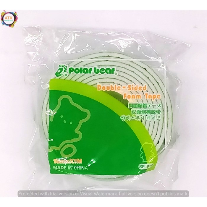 

Double Sided Foam Tape Polar Bear SP016 18 mm x 1 m Eceran