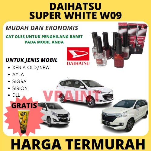 CAT MOBIL DAIHATSU PUTIH W09 ORIGINAL XENIA,ALYA,SIGRA DLL CAT OLES PENGHILANG BARET..TERMURAH