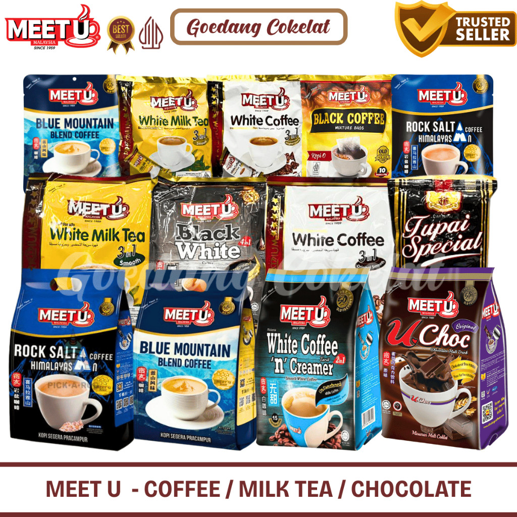 

MEET U Coffee Kopi Instant Malaysia / Coffeemix 3In1 / White Coffee 2In1 / Milk Tea / Minuman Cokelat Original Malaysia