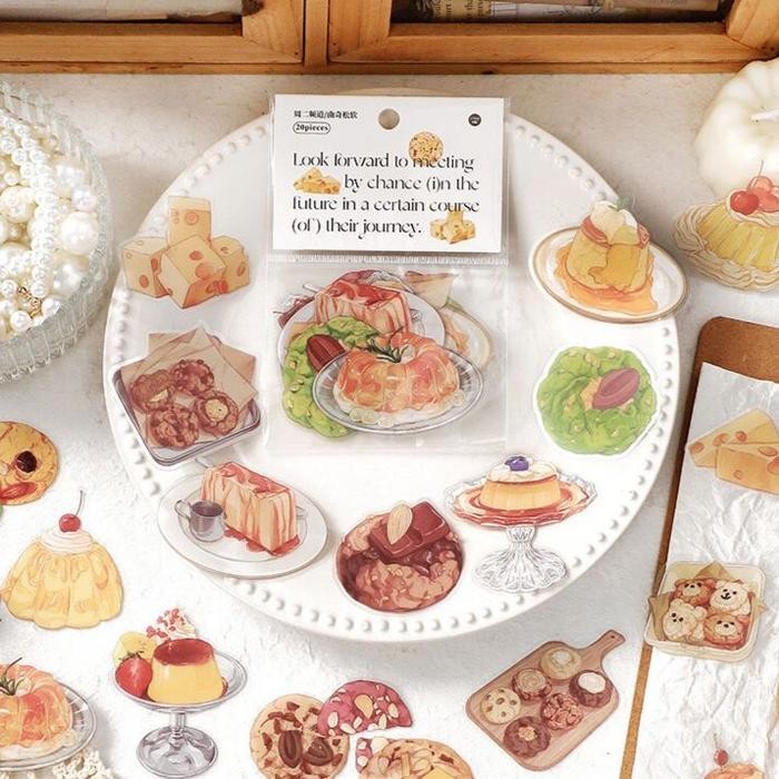 

TERLARIS! [MILOLI] 20Pcs STICKER DESSERT CAKE GOURMET PET DIY Diary Jurnal BUJO Planner Deco Stiker Hias - B0443 - A. BREAD-490