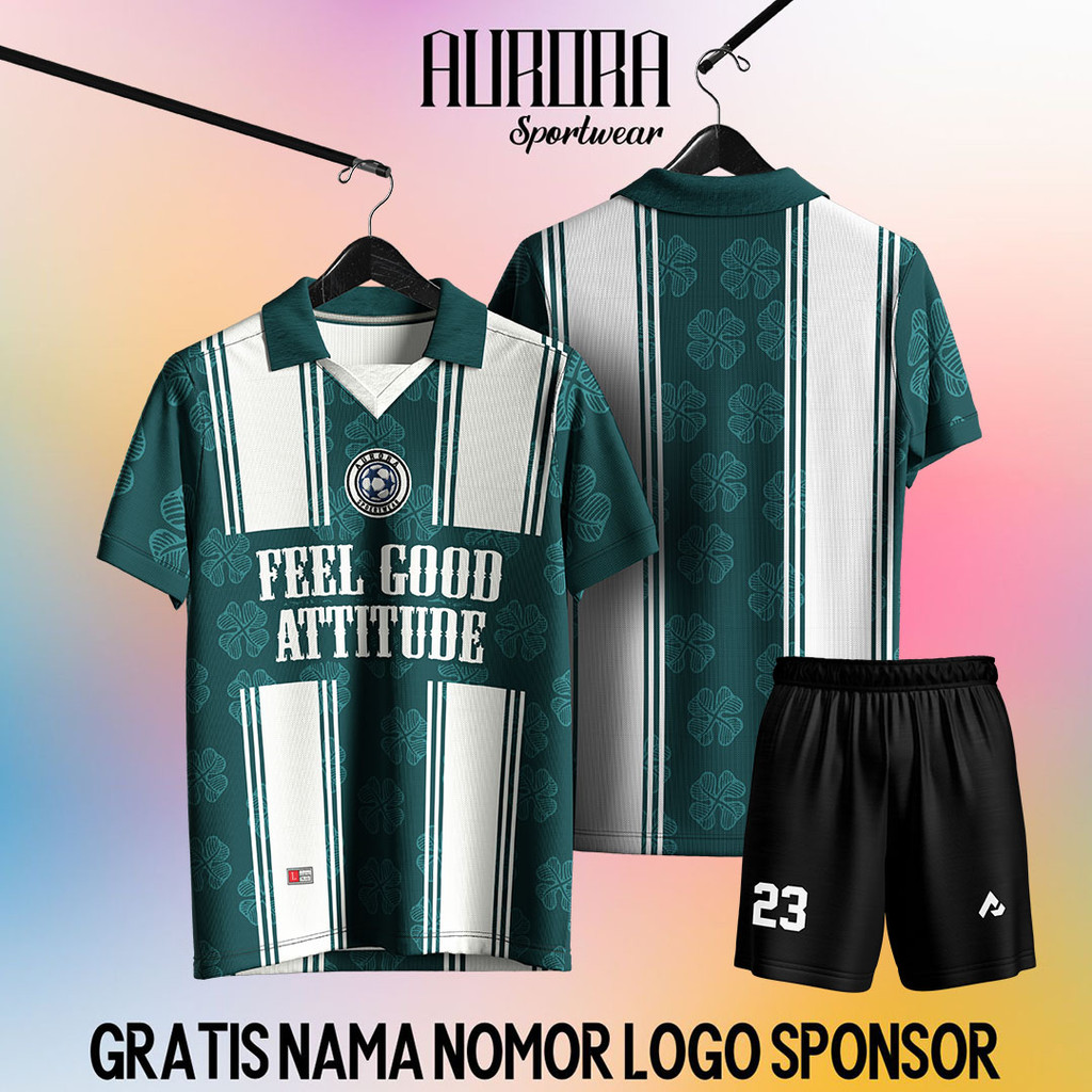 [Green Flower Edition] Jersey Futsal Custom Free Nama Nomor Murah Keren Terbaru / Kostum Sepak Bola 