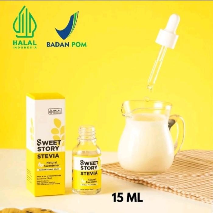 

sweet story stevia 15 ml pemanis alami pengganti gula 0 kalori 0 gula bpom halal-gula diabetes-gula diet-kencing manis