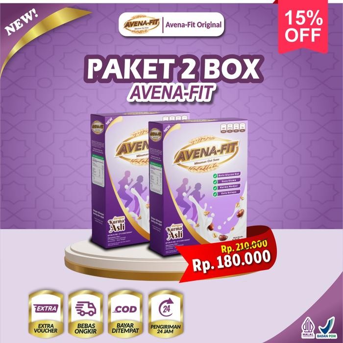 

[[Promo]] 2 BOX AVENAFIT Sereal oat 200 gram [2] [ Tersertifikasi HALAL MUI dan BPOM] granola Oatmeal | Original | untuk kulit, jantung, kolest, bantu pencernaan lancar - 2 BOX