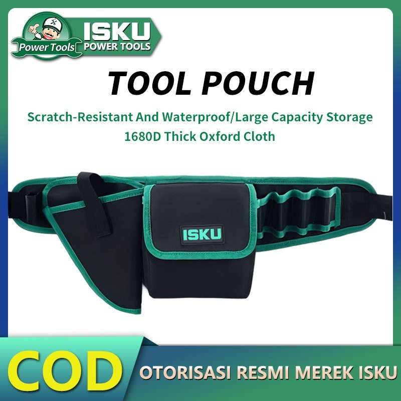 ISKU Tas Pinggang Perkakas Tukang Serbaguna Tas Toolkit Electrical 7 Slip Pockets Tas Obeng Tas Meny