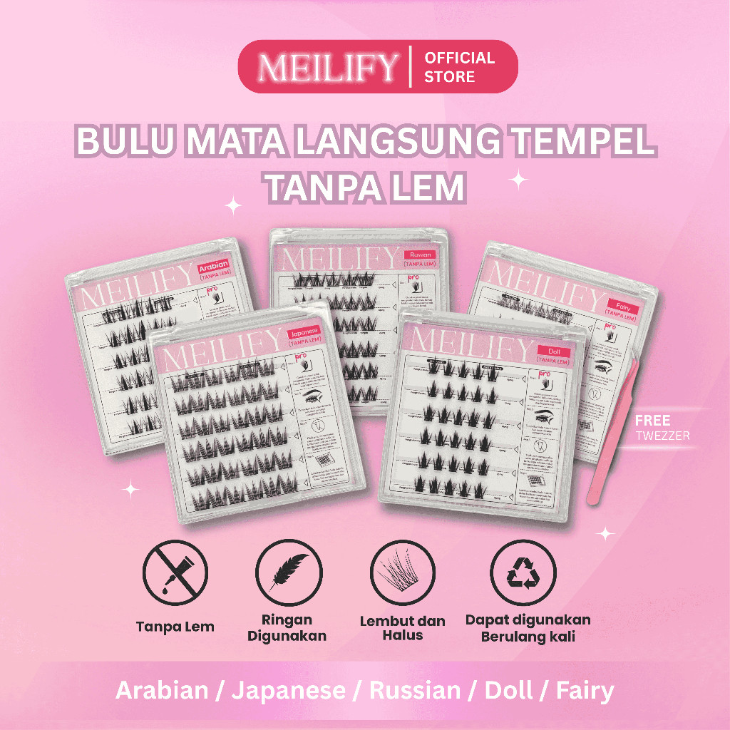 MEILIFY - Bulu Mata Tanpa Lem Bulmat / Eyelash Extension Bulumata Palsu Langsung Tempel Sendiri