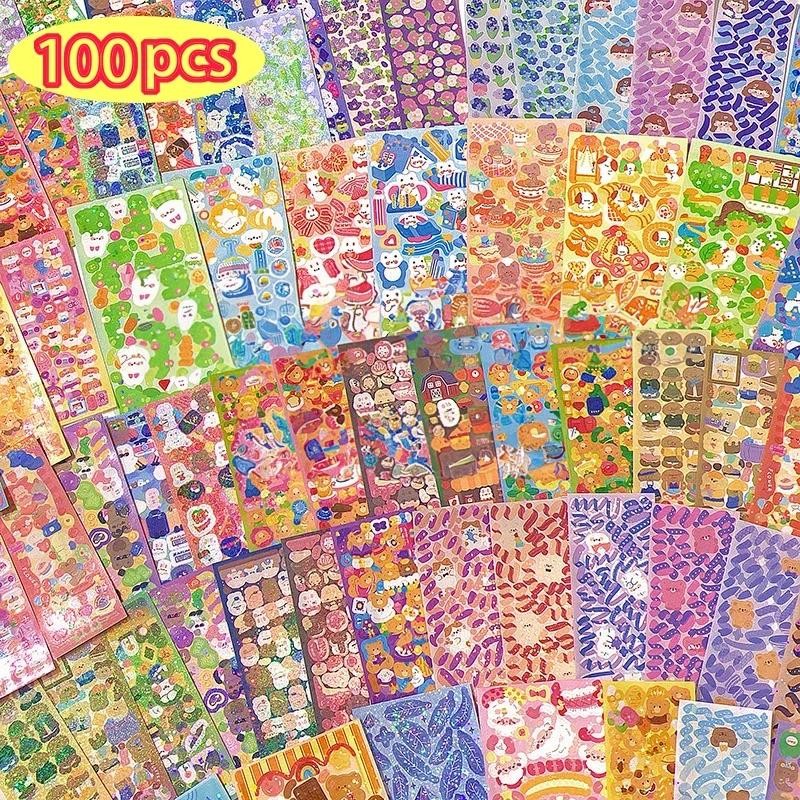 

Journamm 20/50/100pcs Kawaii Korean Stickers Waterproof PET DIY Goo Card Decor Scrapbooking Children Collage Laser Cute Stickers