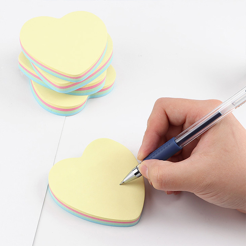 

100page colour Self Adhesive heart shapes Memo Pad Sticky Notes Bookmark Point It Marker Sticker Paper Office School Supplies