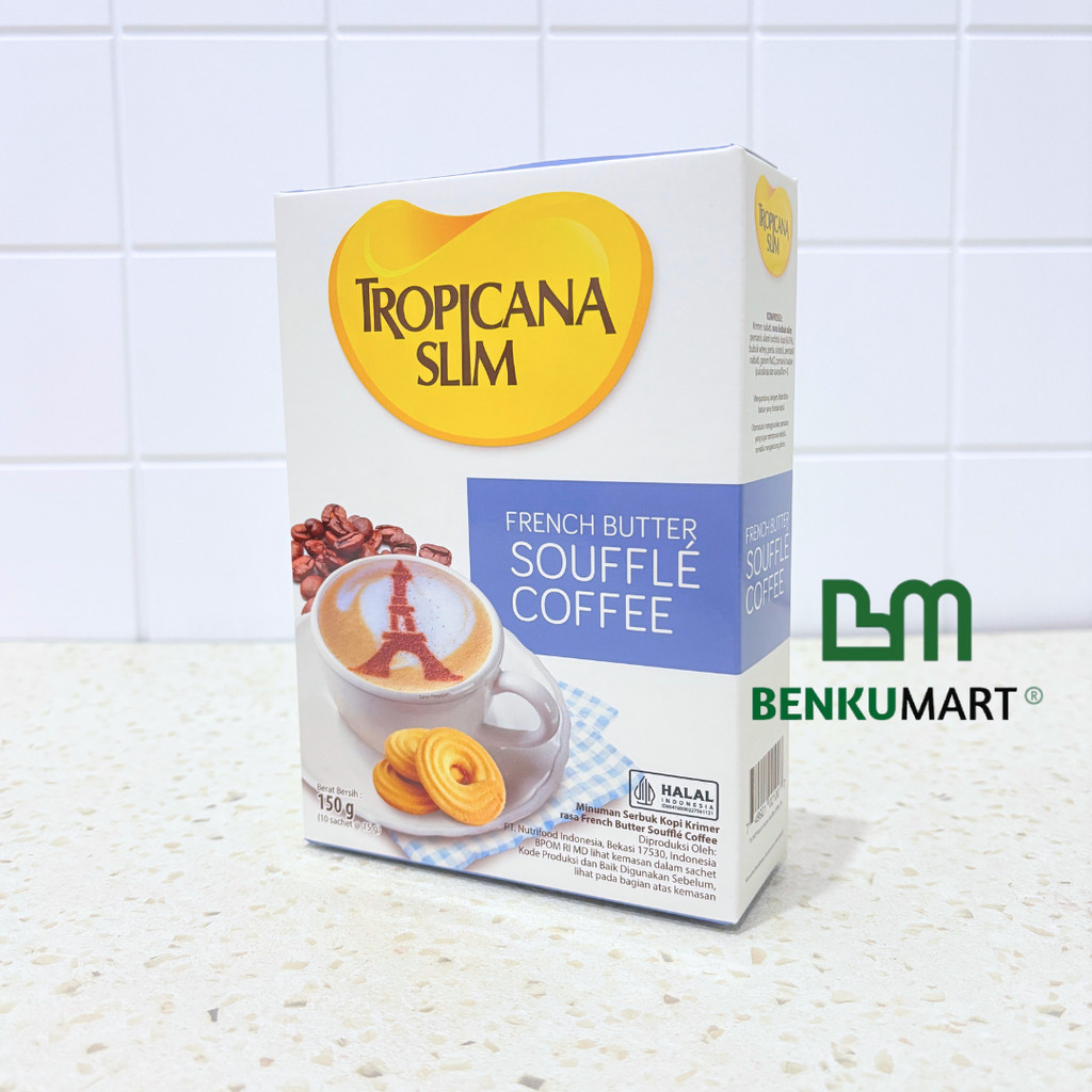 

Tropicana Slim French Butter SOUFFLE COFFEE 10 Sachet x 15gr - Kopi Susu ala Perancis Nikmat Tanpa Gula Pasir (150 gr)