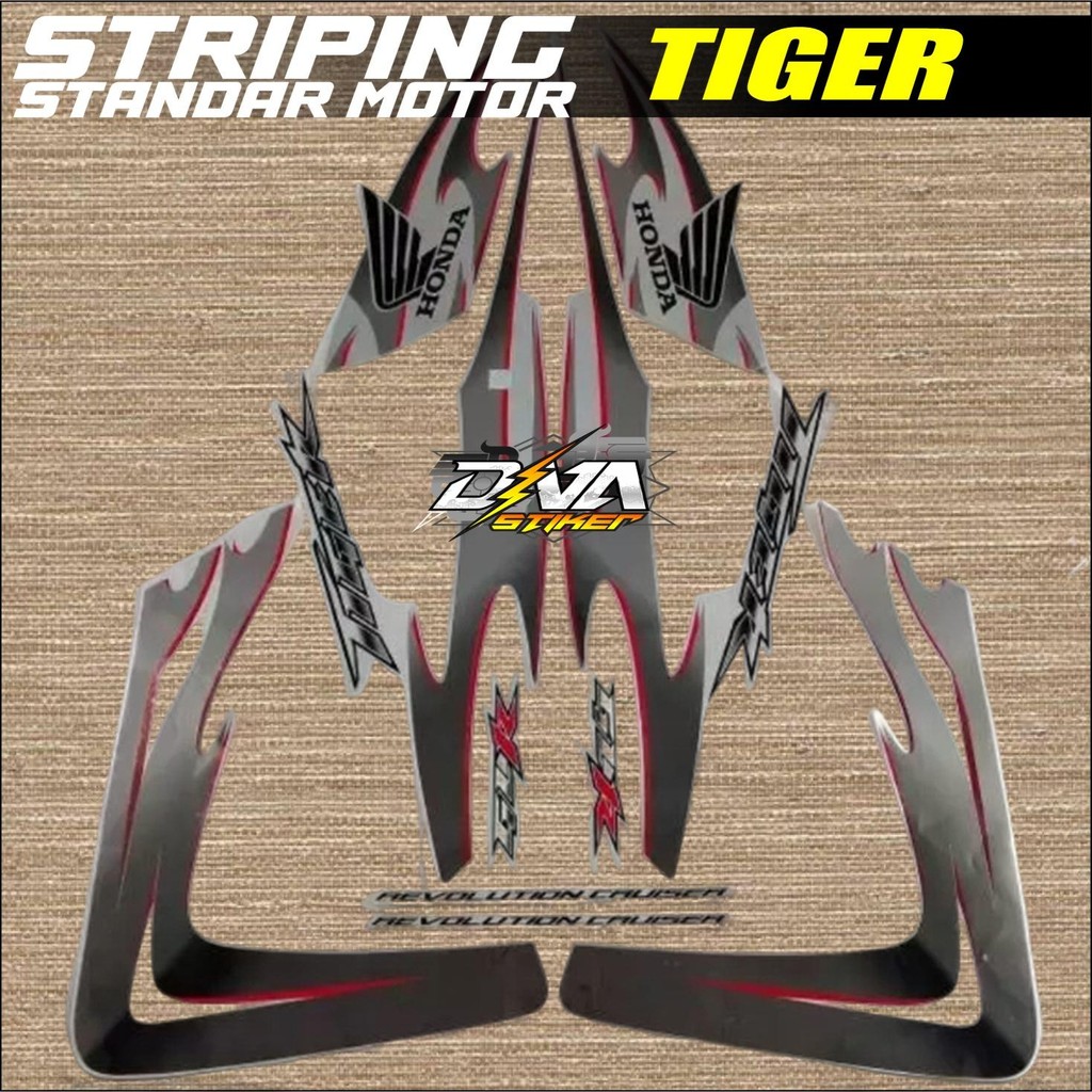 Striping Decal Polet Sticker honda tiger 2007 2008 tiger revo tiger kapal silver list body standar b