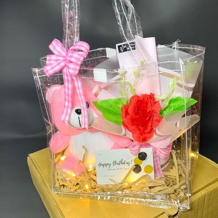 

Flower Bag/Hampers kado ulang tahun /hadiah ulang tahun / Hampers wisuda /gift graduation - Pink led, Birthday