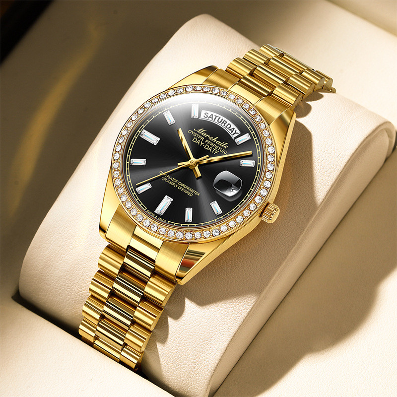 

Jam Tangan Mekanik Palsu Hitam Es Gula Sepenuhnya Otomatis untuk Wanita dan Pria Kalender Bercahaya Jam Tangan Pasangan dengan Tali Baja Padat Tahan Air