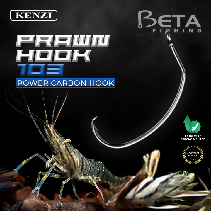 KENZI MATA KAIL PRAWN HOOK 103 Power Carbon Hook Mata Kail Udang Galah - Mata Kail Licin dan Tajam