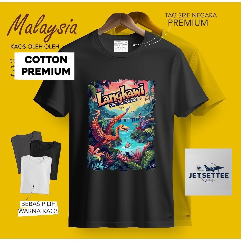 KAOS OLEH OLEH MALAYSIA KUALA LUMPUR PENANG PAKAI TAG LABEL MALAYSIA. BAJU SOUVENIR PREMIUM GIFT COT