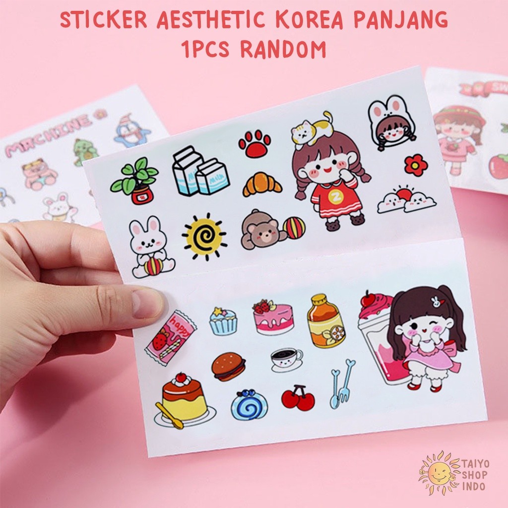 

[GLD] TAIYO Sticker Aesthetic Panjang Karakter 2D 1 Pcs Stiker Korea Motif Anti Air Waterproof Tumbler