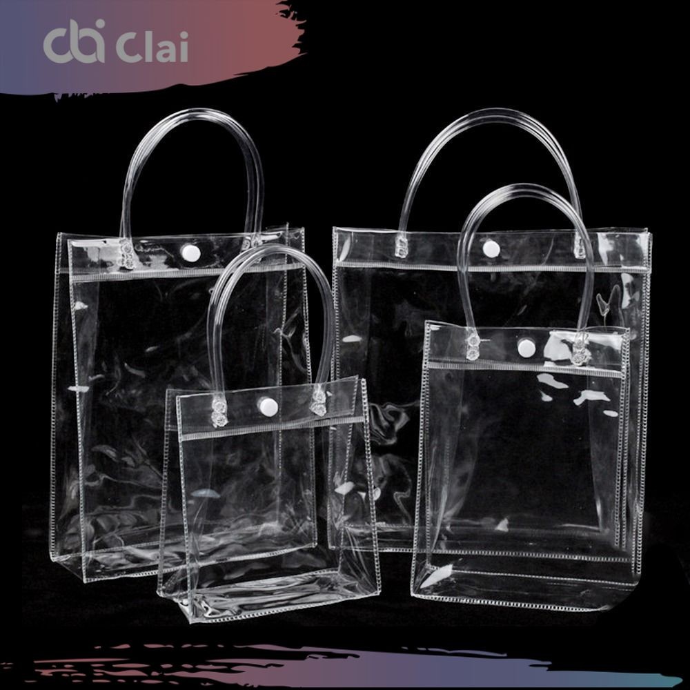 

Kantung Tas Tangan PVC Plastik Transparan Mika Polos Kantong Mika Tas Goodie Gift Bag Hampers Hadiah Souvenir Kado Ulang Tahun Pernikahan Acara Spesial Transpan Bening Clear display small plastic bag Mini bags handle cosmetic bag Multi Size Kecil Besar