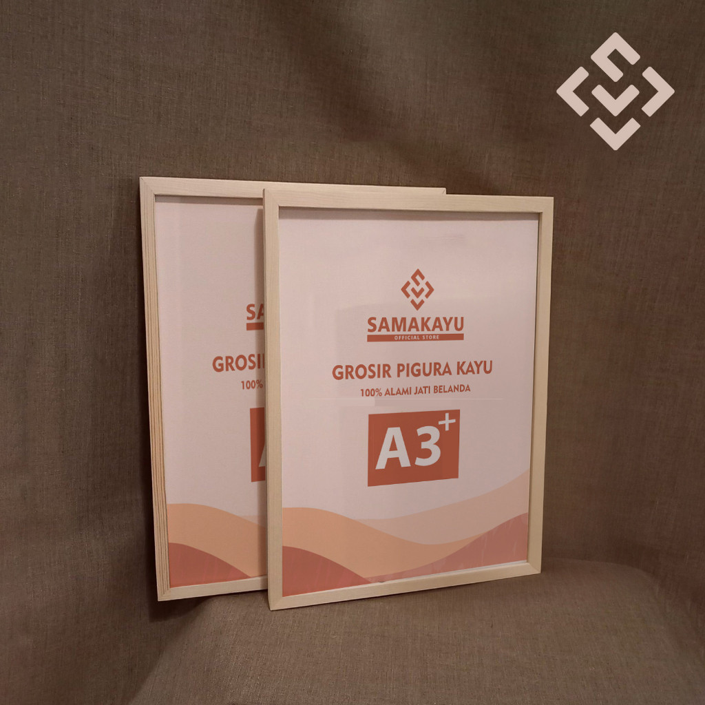 Frame Poster A3+ 32.5 x 48 cm A3 plus - Bingkai Kayu Pinus Natural - Pigura Figura