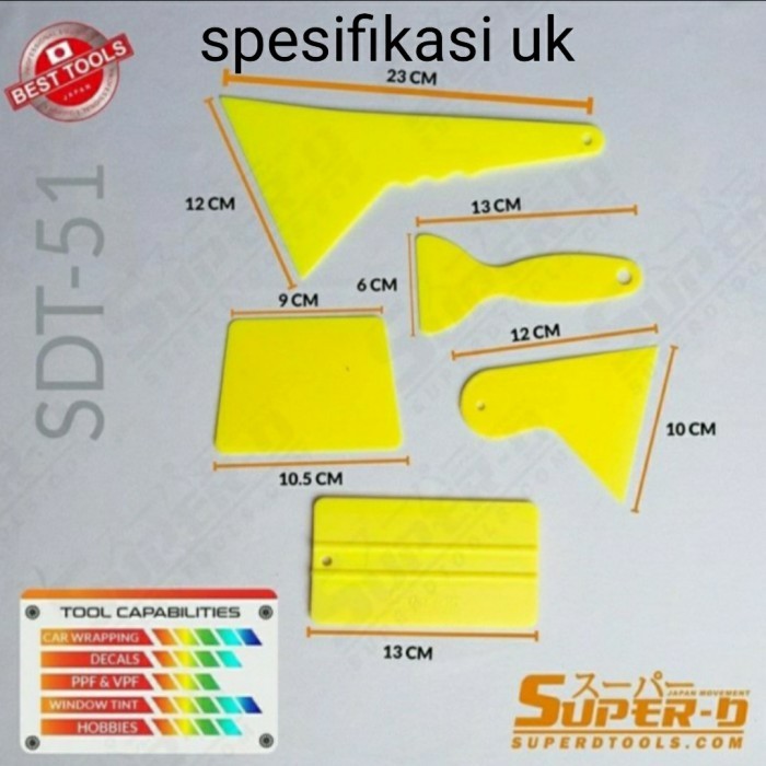 

BIG SALE -Rakel Set Scrapper Set isi 5 alat pasang sticker Super D +BELUDRU